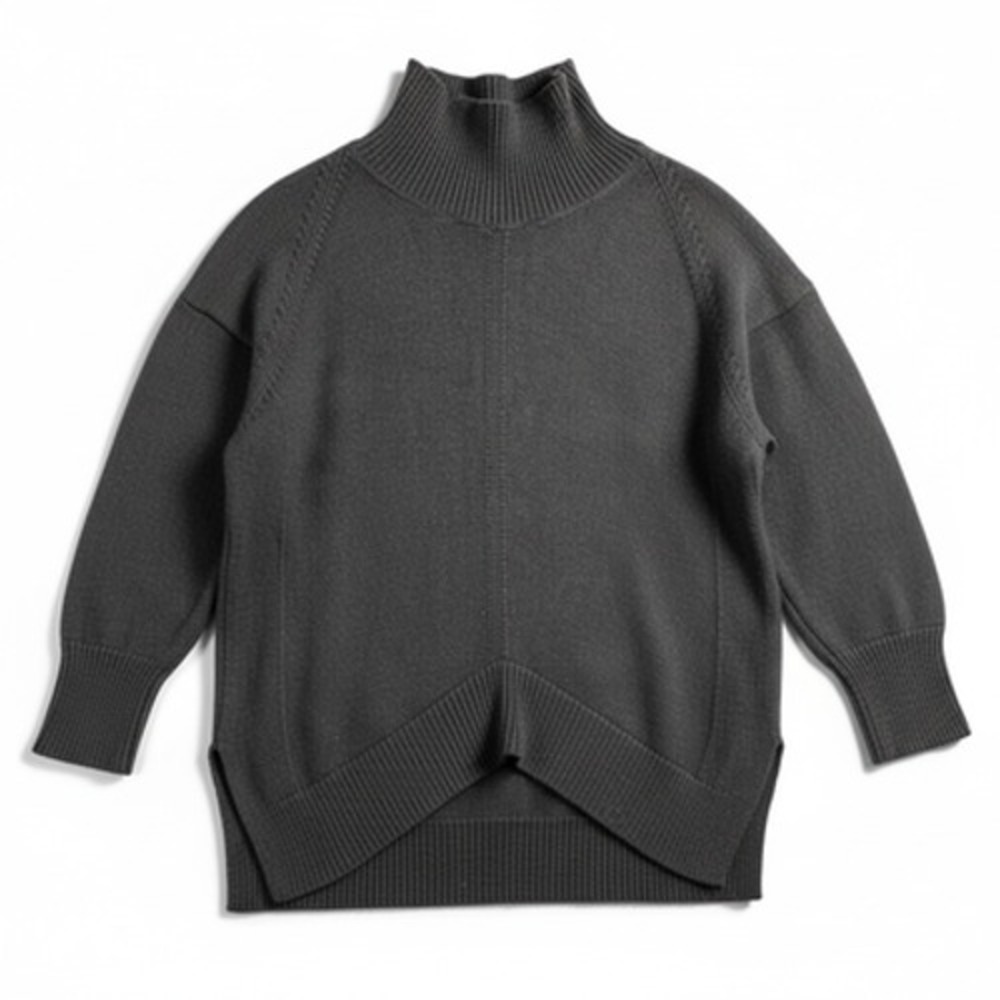 Maeve Anthropologie Sweater Womens XSP Black Mock Neck Asymmetrical Hem Pullover
